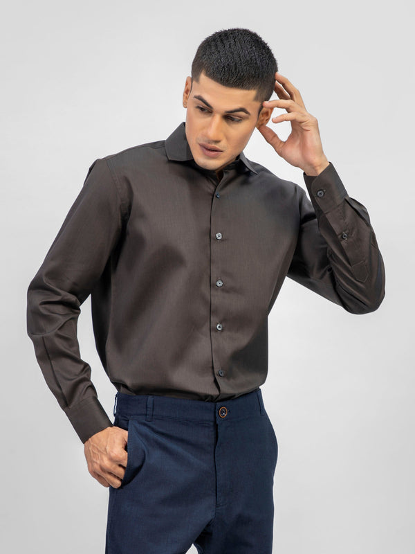 Classic Dark Brown Satin Formal Shirt Brumano Pakistan