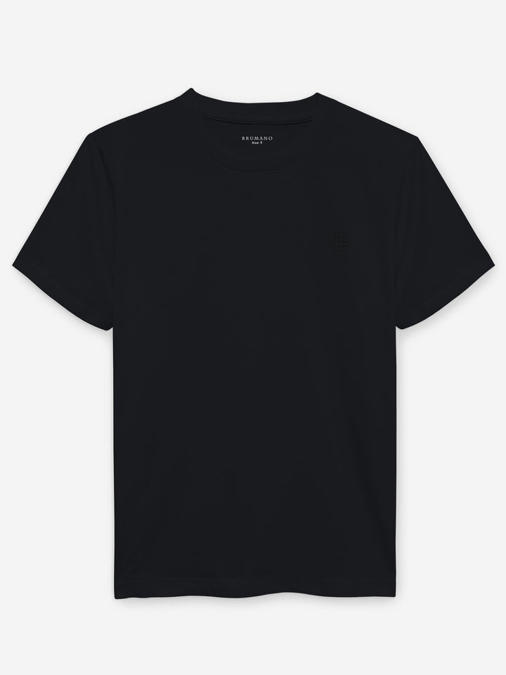 Black 100% Combed Cotton Crew Neck T-Shirt Brumano Pakistan