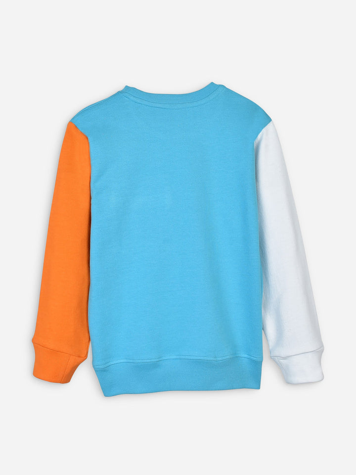 Aqua Blue Sweatshirt With Contrasting Sleeves Brumano Pakistan