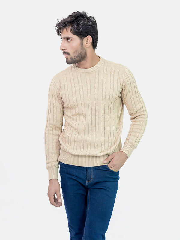 Beige Cable Knitted Jumper Brumano Pakistan