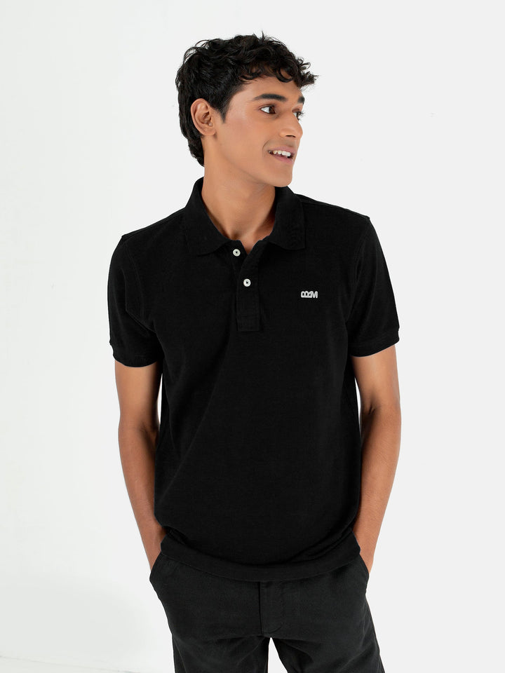 Black Basic Pique Polo Shirt Brumano Pakistan