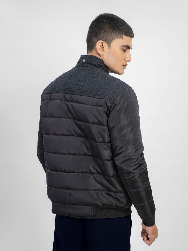 Black Contrasting Wool Puffer Jacket Brumano Pakistan