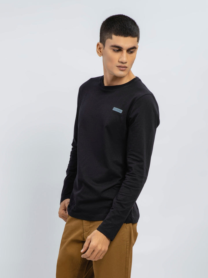 Black Long Sleeve Crew Neck T-Shirt Brumano Pakistan