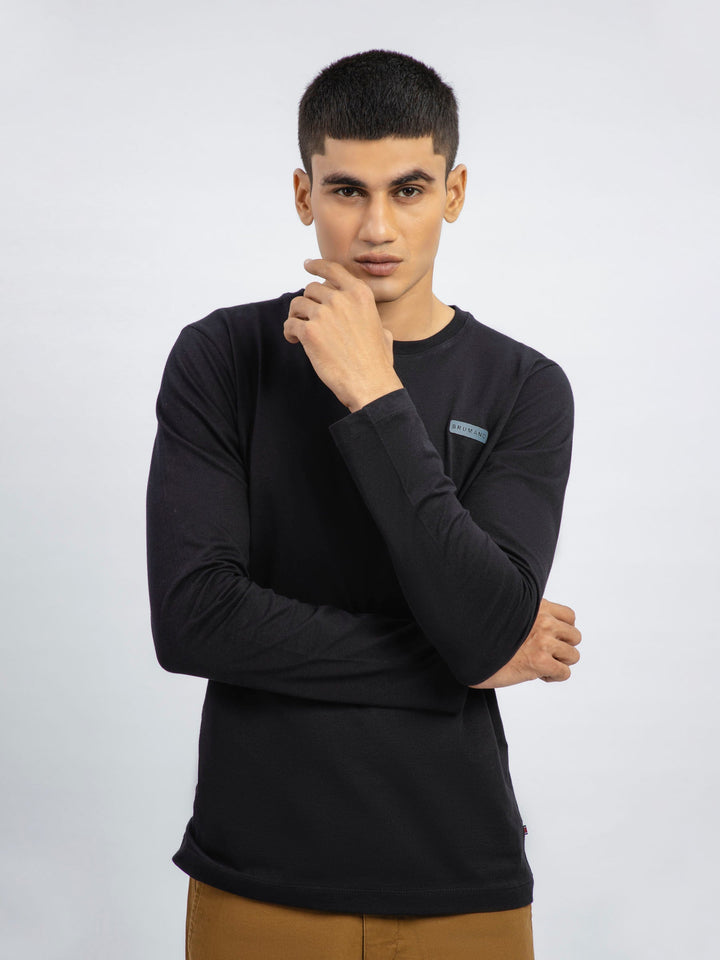 Black Long Sleeve Crew Neck T-Shirt Brumano Pakistan