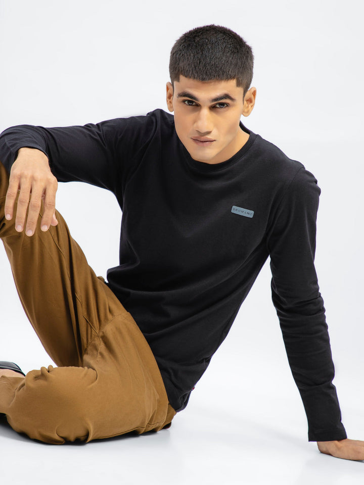 Black Long Sleeve Crew Neck T-Shirt Brumano Pakistan