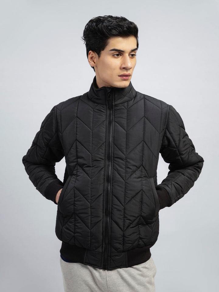 Black Nylon Quilted Puffer Jacket Brumano Pakistan