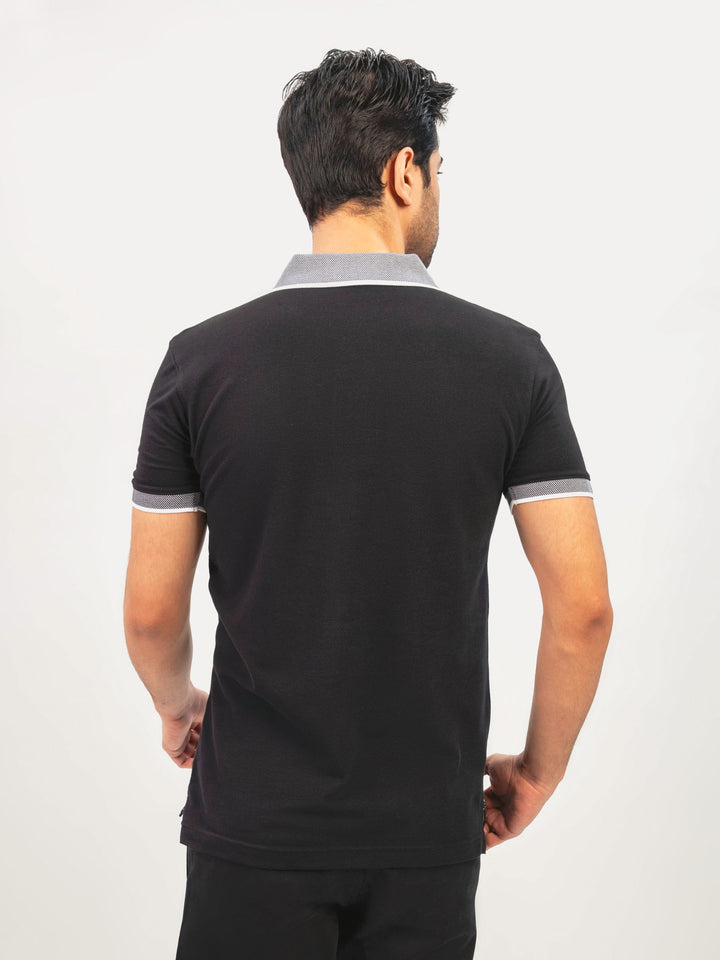 Black Polo With Sporty Jacquard Collar Brumano Pakistan