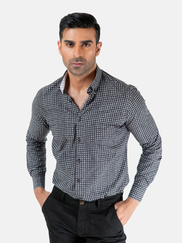 Black Printed Button Down Shirt Brumano Pakistan