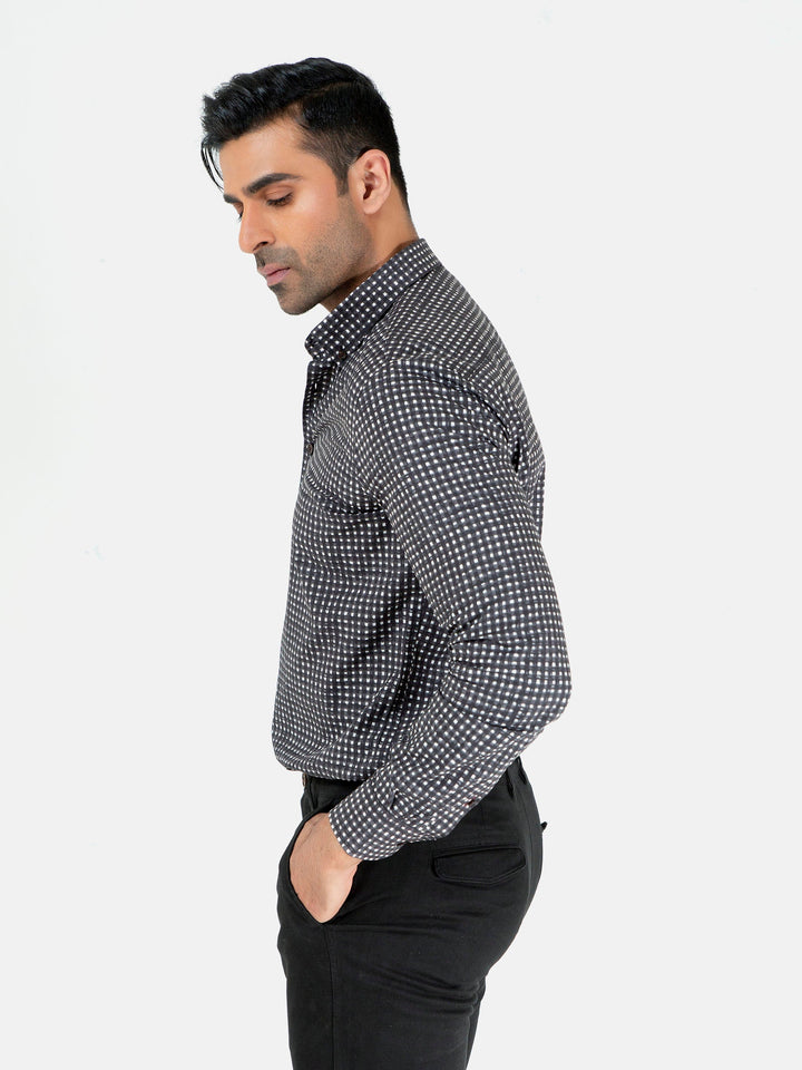 Black Printed Button Down Shirt Brumano Pakistan