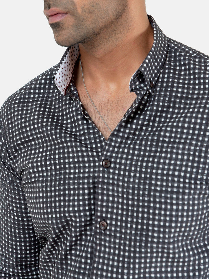 Black Printed Button Down Shirt Brumano Pakistan