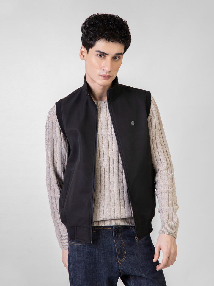 Black Sleeveless Zipper Jacket Brumano Pakistan