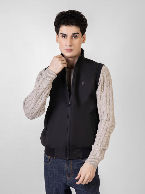 Black Sleeveless Zipper Jacket Brumano Pakistan