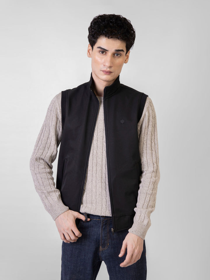 Black Sleeveless Zipper Jacket Brumano Pakistan