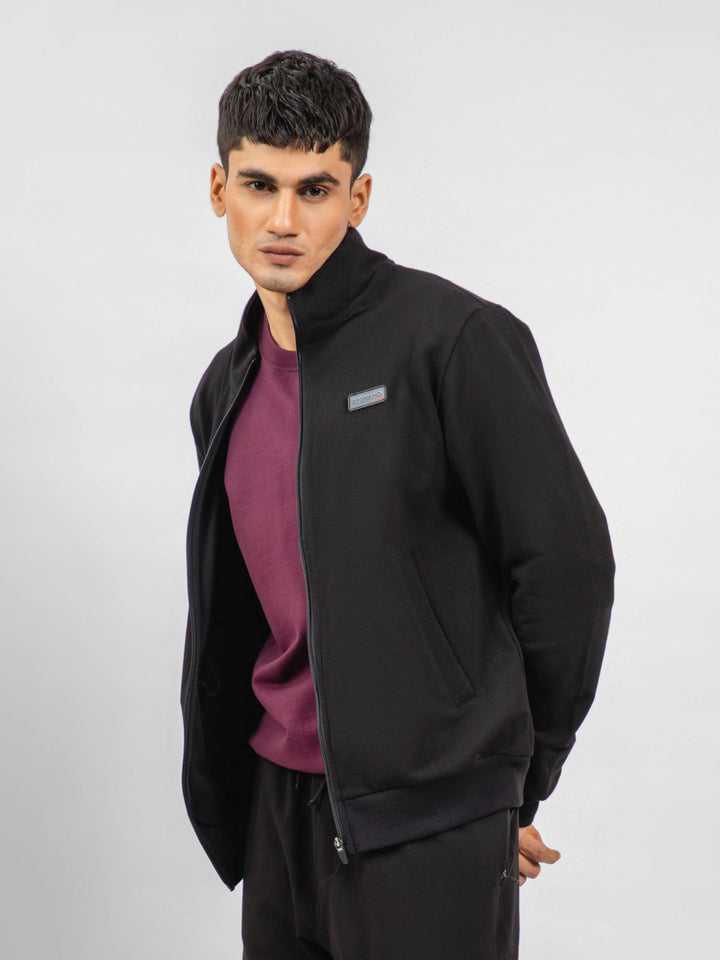 Black Tracksuit Jacket With Mock Neck Brumano Pakistan