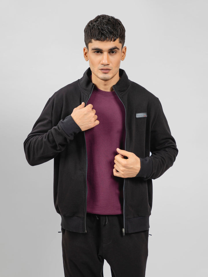 Black Tracksuit Jacket With Mock Neck Brumano Pakistan