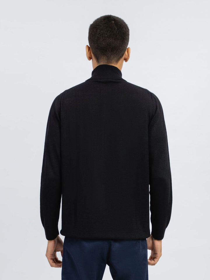 Black Wool Textured Half-Zip Sweater Brumano Pakistan