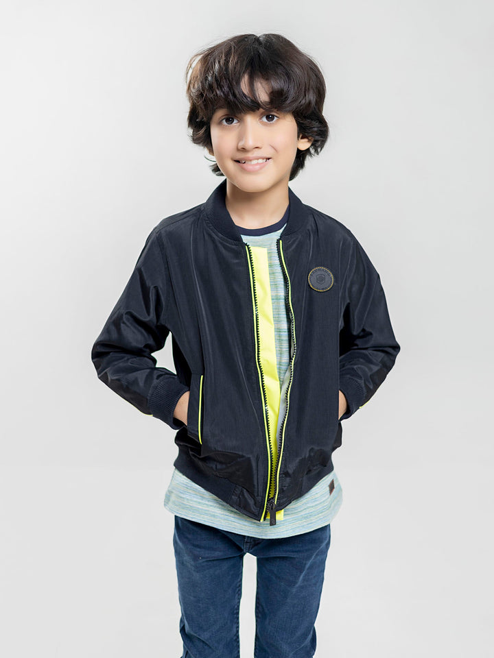 Black & Neon Casual Bomber Jacket Brumano Pakistan