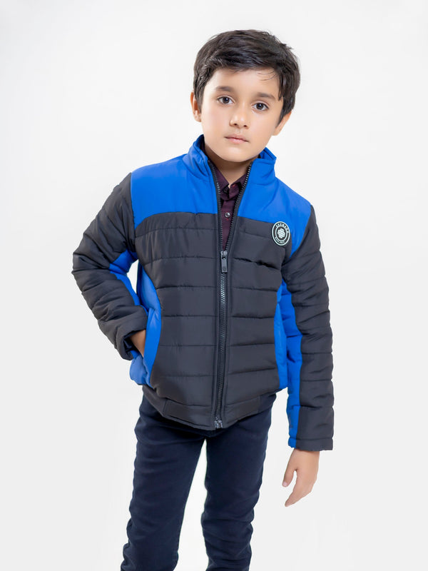 Black & Royal Blue Puffer Casual Jacket Brumano Pakistan