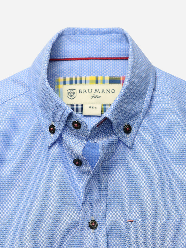 Blue Button Down Textured Casual Shirt Brumano Pakistan