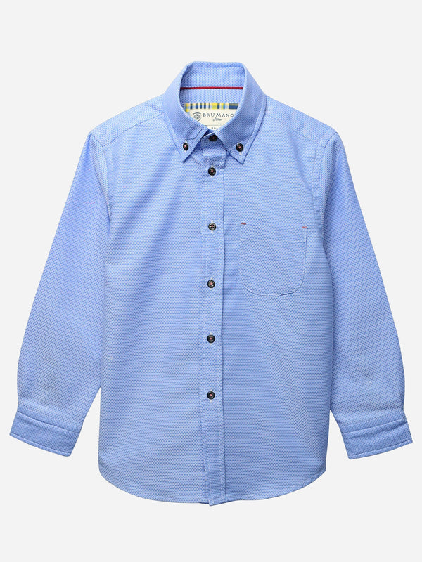 Blue Button Down Textured Casual Shirt Brumano Pakistan