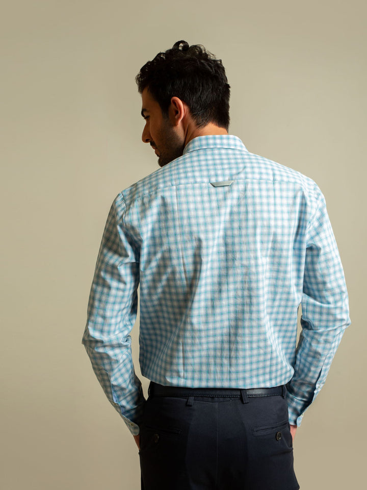 Blue & Green Melange Gingham Shirt Brumano Pakistan