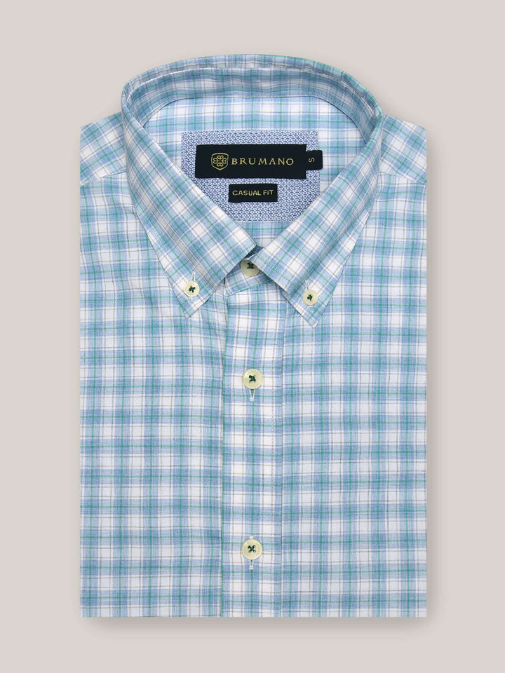 Blue Green Melange Gingham Shirt Brumano Pakistan