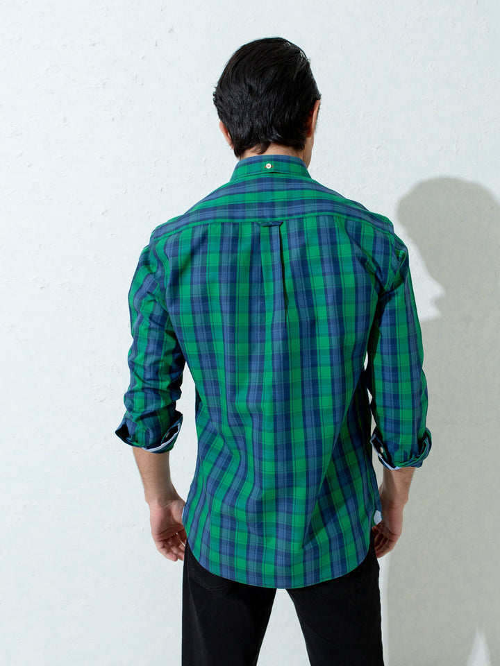 Blue & Green Plaid Checkered Shirt Brumano Pakistan