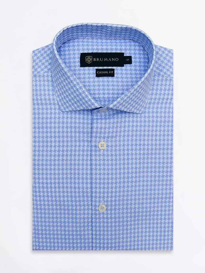 Blue Houndstooth Structured Shirt Brumano Pakistan