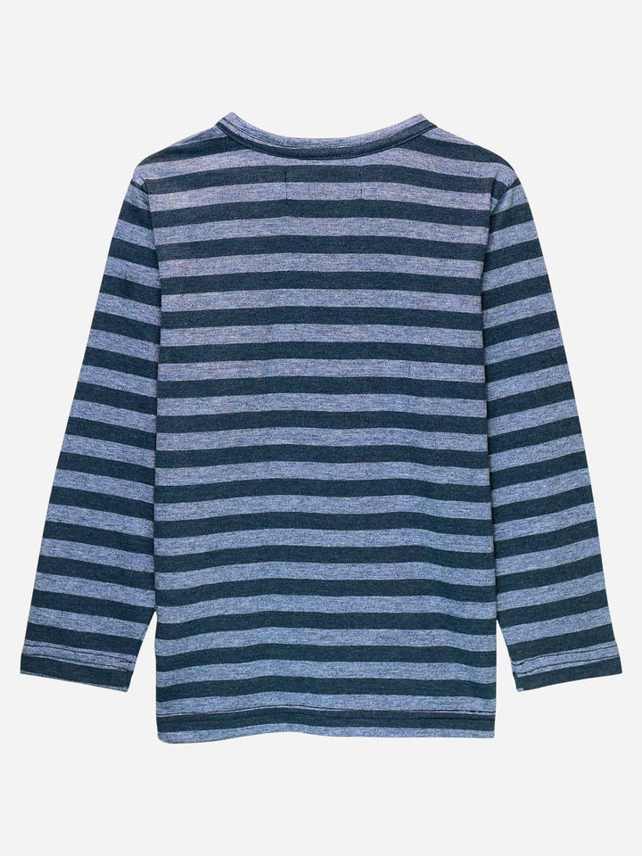 Blue Striped Full Sleeve T-Shirt With Contrasting Pocket Brumano Pakistan