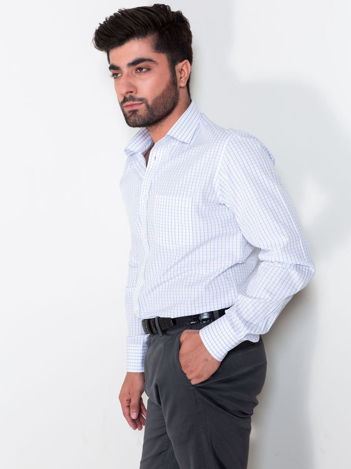 Blue Windowpane Formal Shirt Brumano Pakistan