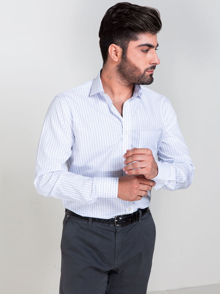 Blue Windowpane Formal Shirt Brumano Pakistan