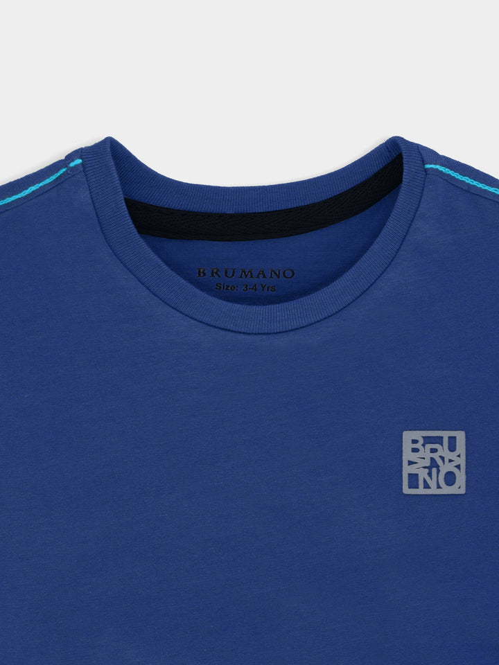 Blue Basic Crew Neck Casual T-Shirt Brumano Pakistan