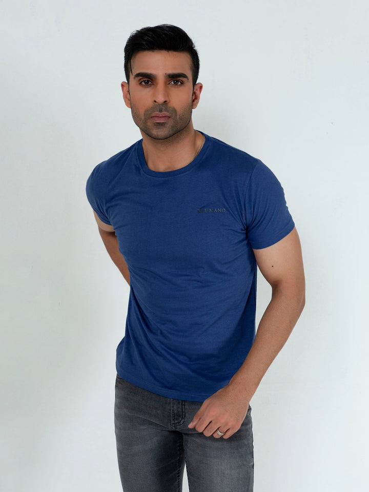 Blue Basic Crew Neck T-Shirt Brumano Pakistan