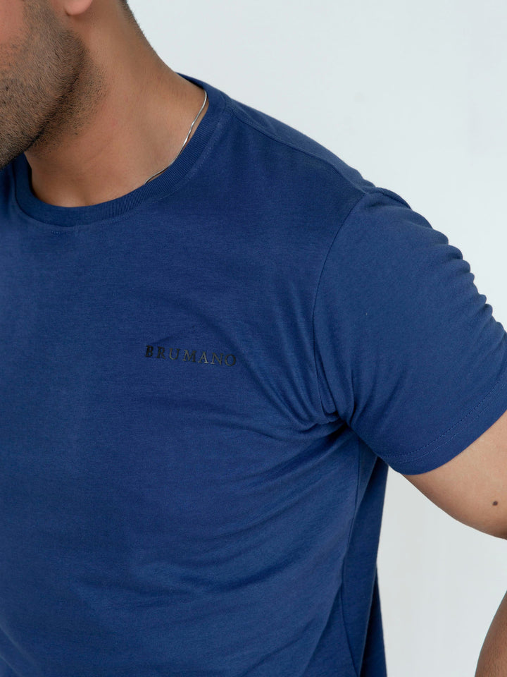 Blue Basic Crew Neck T-Shirt Brumano Pakistan