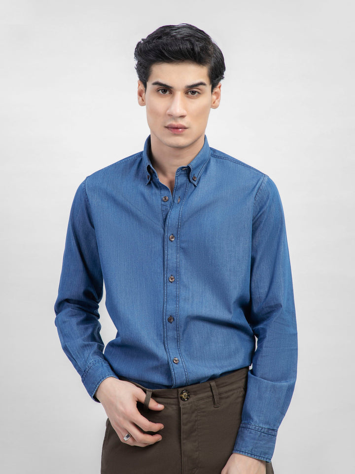 Blue Denim Shirt with Button Down Collar Brumano Pakistan