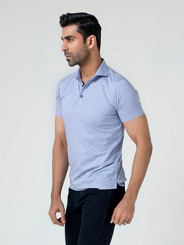 Blue Dobby Mercerized Polo With Cutaway Collar Brumano Pakistan