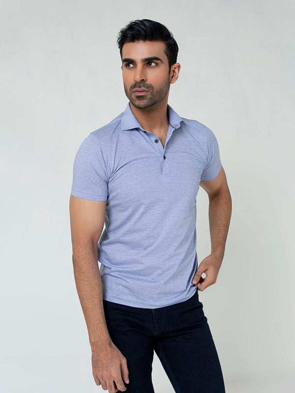 Blue Dobby Mercerized Polo With Cutaway Collar Brumano Pakistan