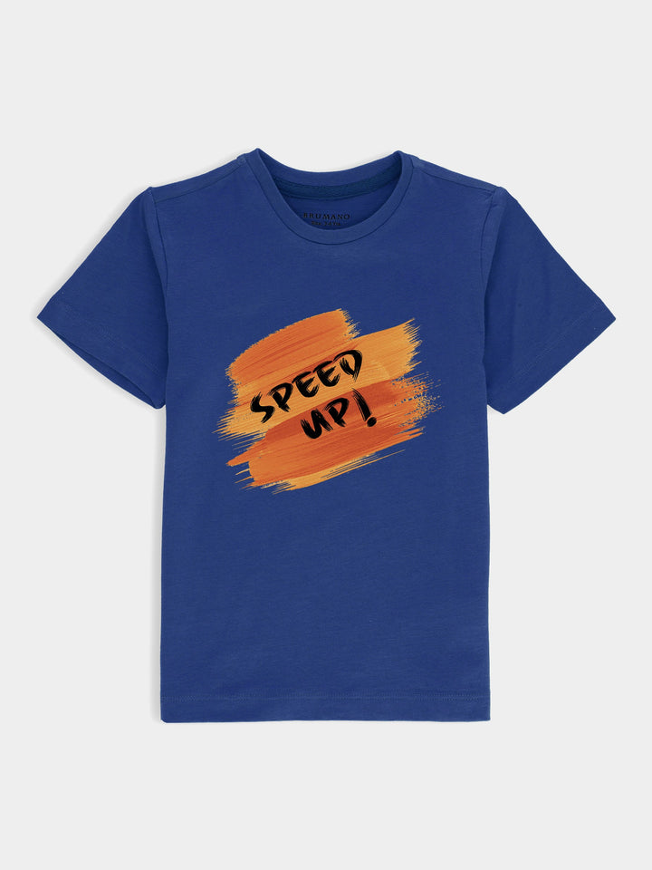 Blue Graphic Printed 'Speed Up'  Casual Tee Brumano Pakistan