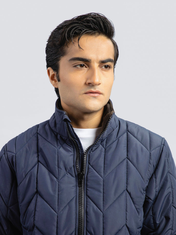 Blue Nylon Quilted Puffer Jacket Brumano Pakistan