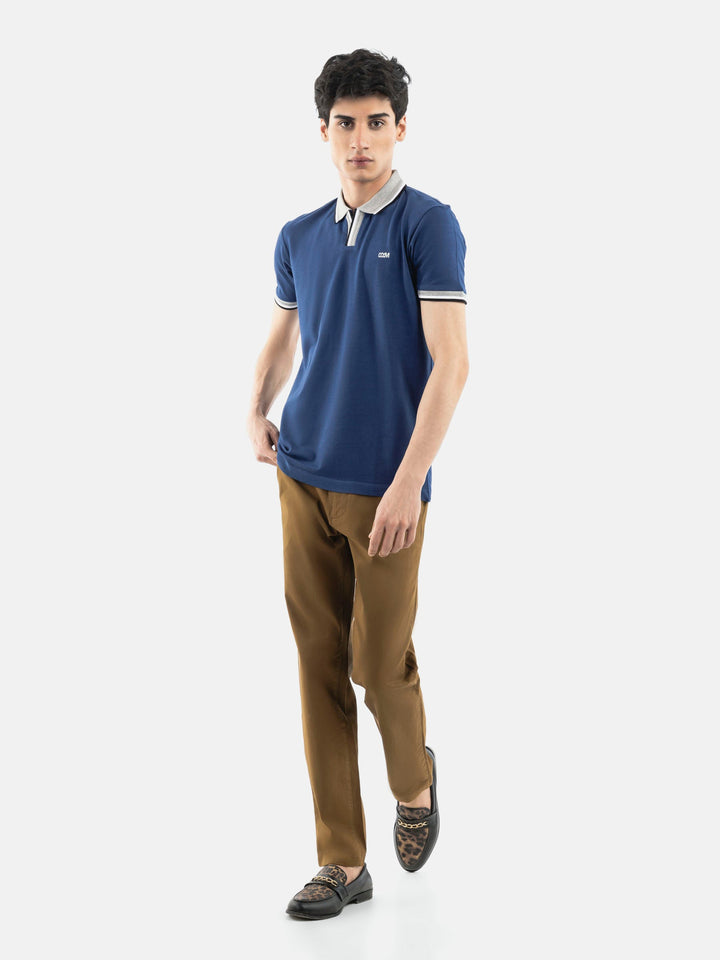 Blue Polo with Grey Sporty Collar Brumano Pakistan