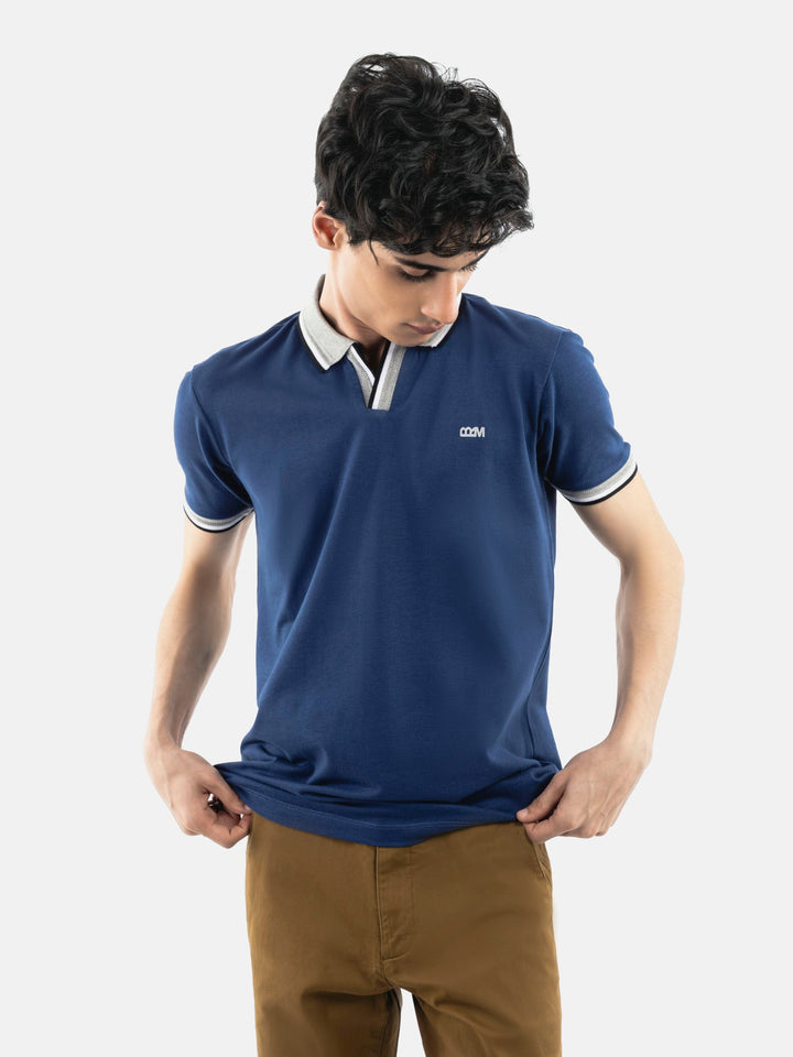 Blue Polo with Grey Sporty Collar Brumano Pakistan