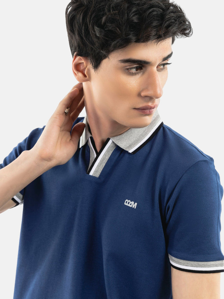 Blue Polo with Grey Sporty Collar Brumano Pakistan