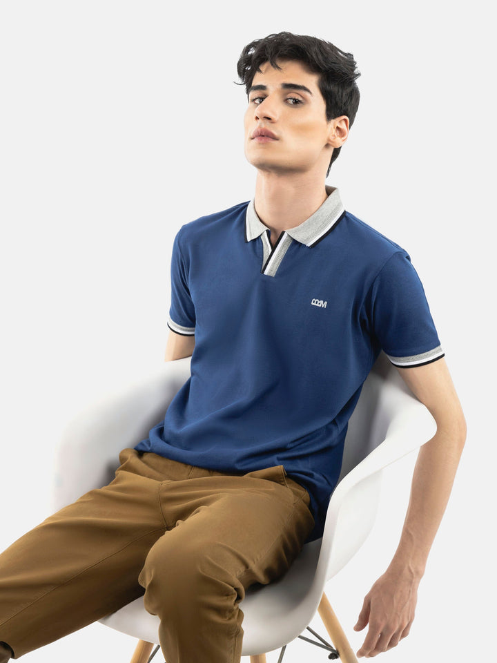 Blue Polo with Grey Sporty Collar Brumano Pakistan