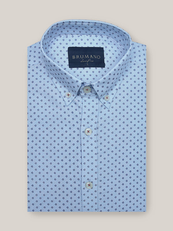 Blue Printed Structured Button Down Shirt Brumano Pakistan