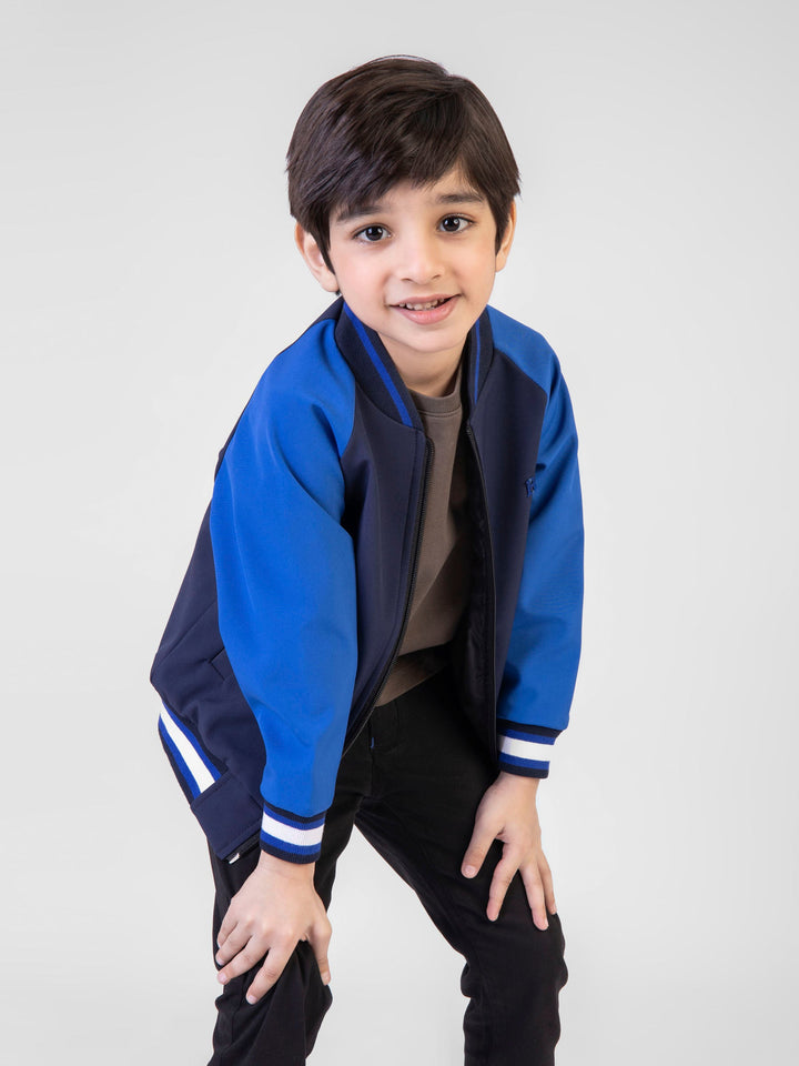 Blue Raglan Jacket With Contrasting Sleeves & Collar Brumano Pakistan