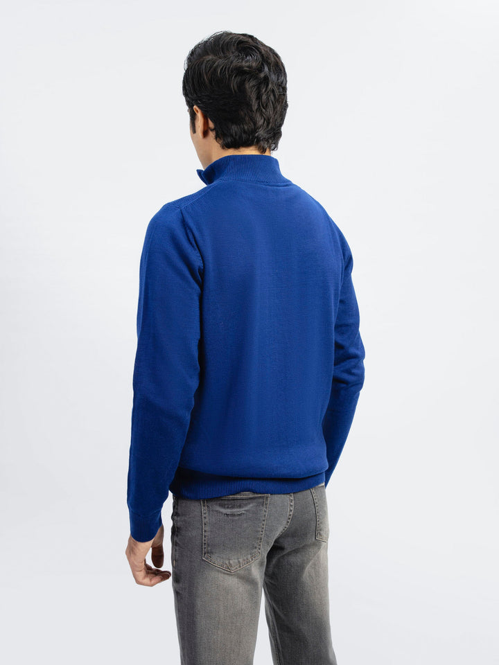 Blue Wool Textured Half-Zip Sweater Brumano Pakistan