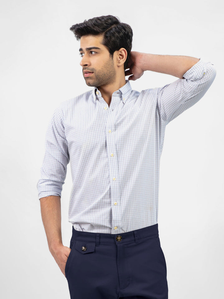 Blue & Beige Checkered Formal Shirt Brumano Pakistan