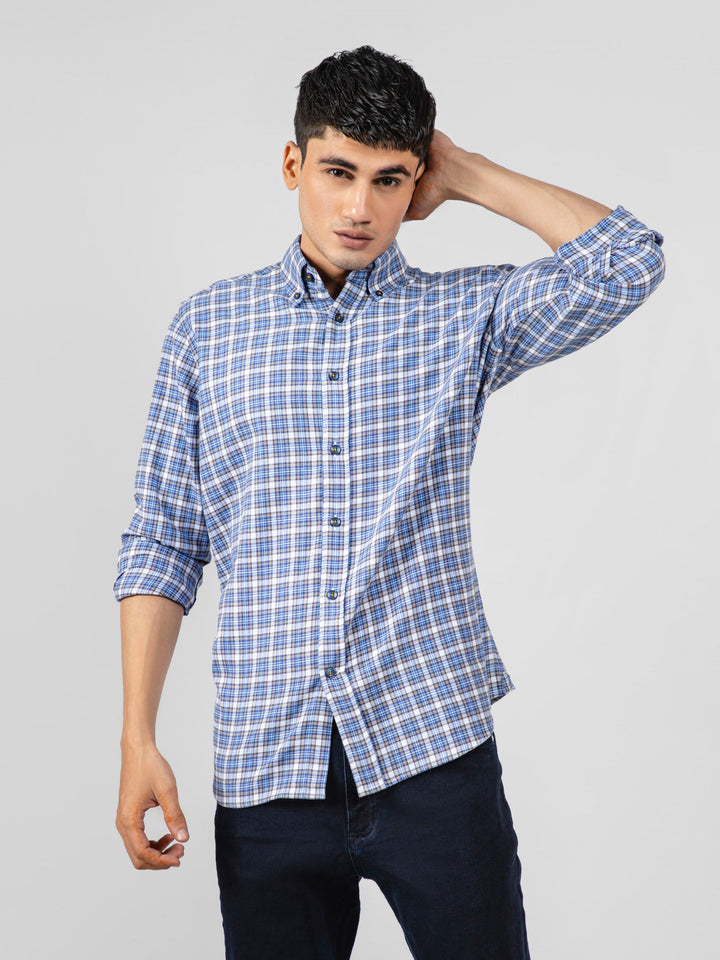 Blue & Brown Flannel Checkered Shirt Brumano Pakistan