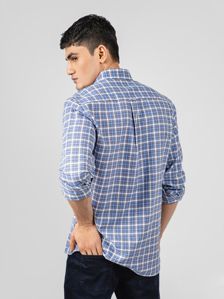 Blue & Brown Flannel Checkered Shirt Brumano Pakistan