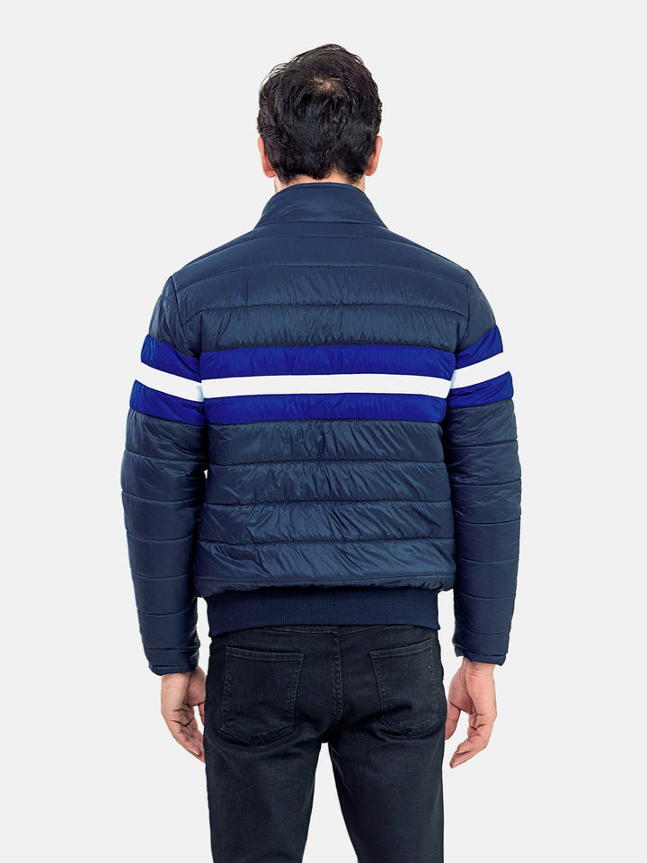 Blue & White Nylon Puffer Jacket